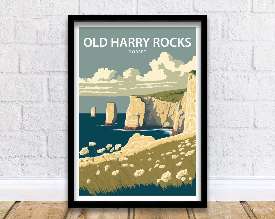 Old Harry Rocks Dorset Chalk Cliffs on the Jurassic Coast Poster - Image 5