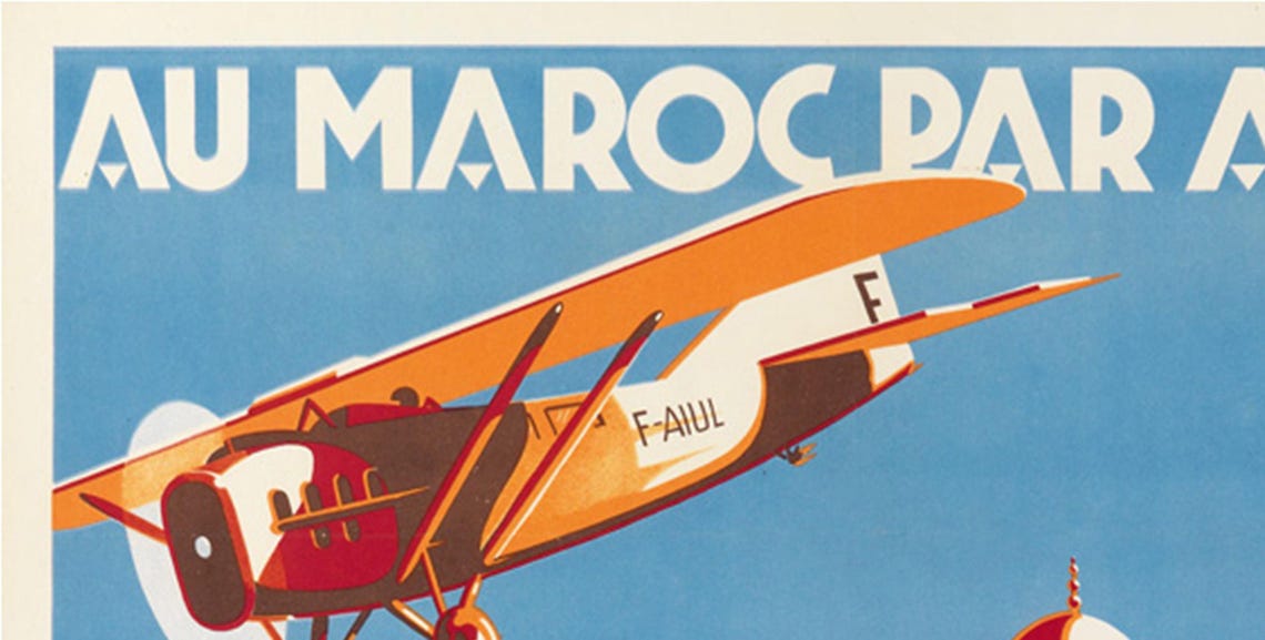 Au Maroc par Avion Aeropostale Vintage Morocco Airline Poster - Image 2