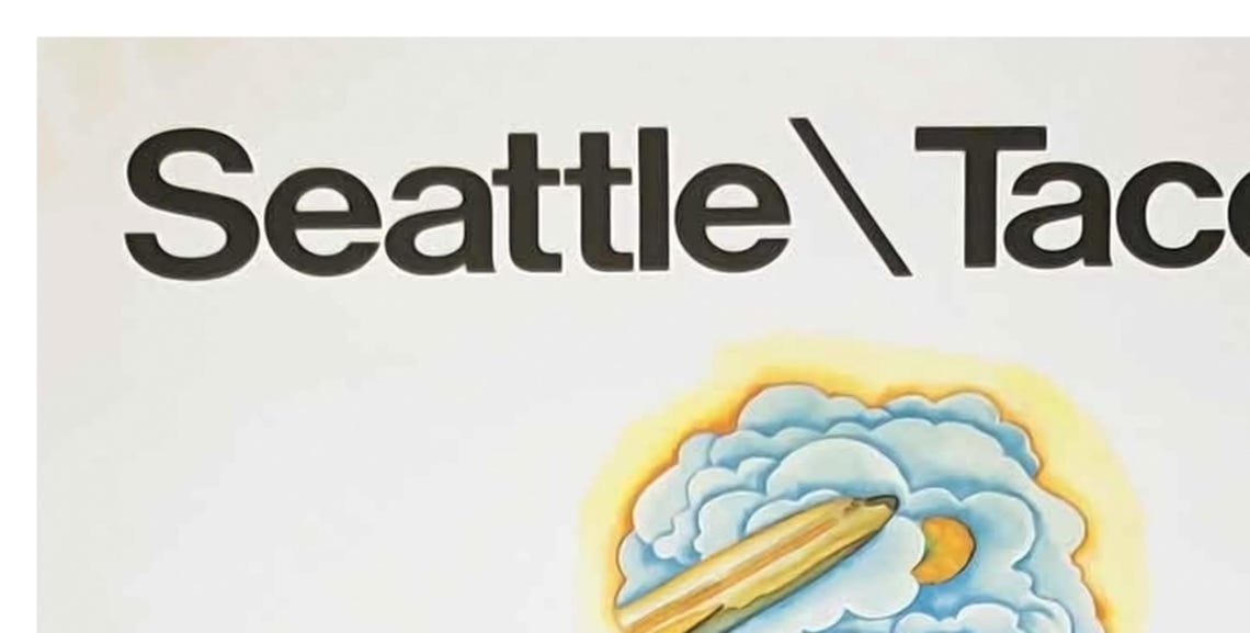 Seattle Tacoma Continental Vintage Travel Poster Totem Pole Art - Image 2