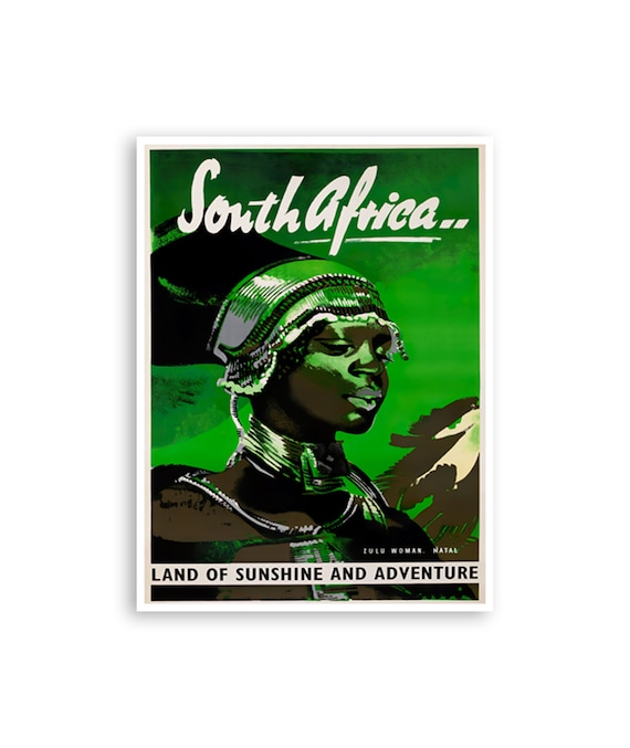 South Africa Art African Travel Poster Zulu Woman Print Xr4314a