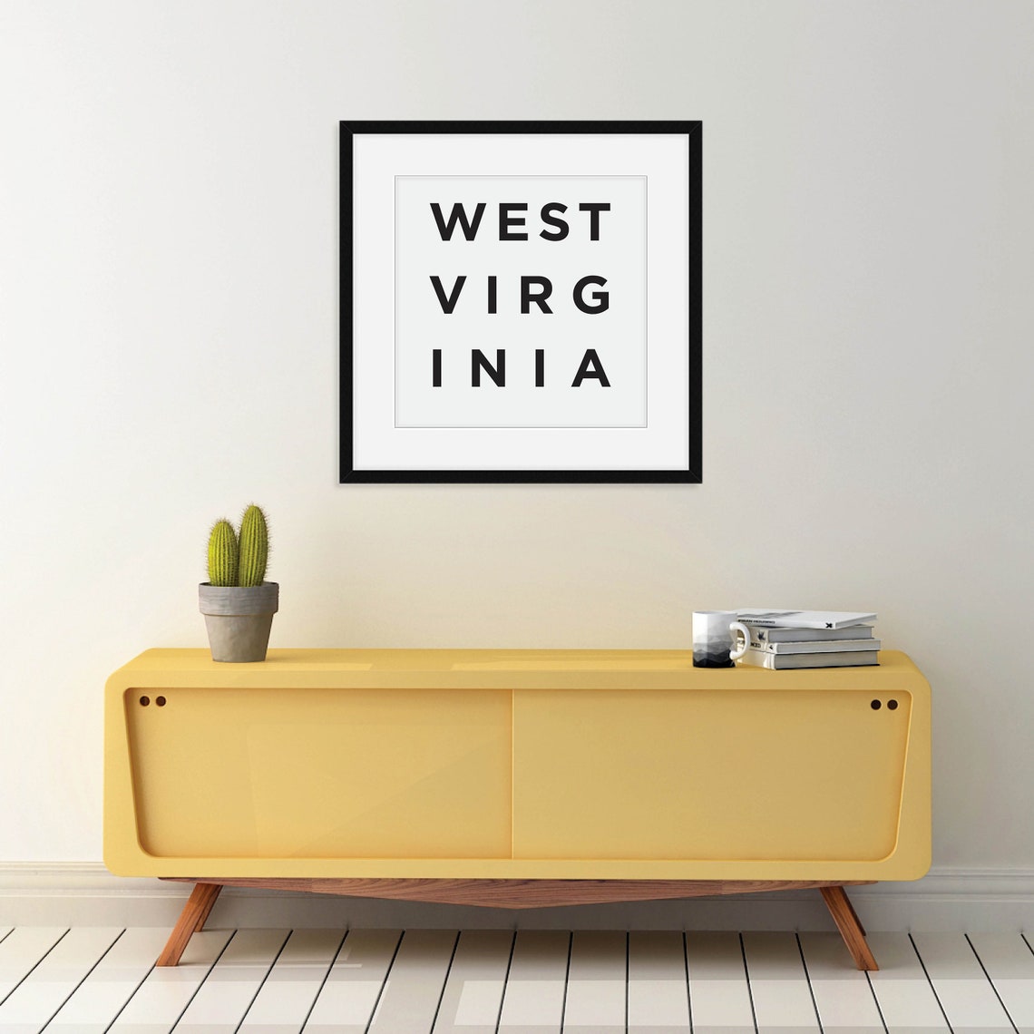 West Virginia Minimalist Black White State Digital Print Download - Image 3