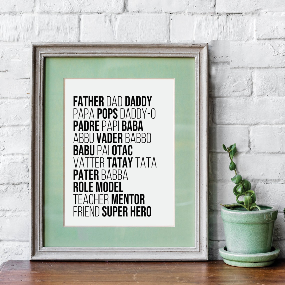 Father Dad Daddy Words of Love Fathers Day Gift Typography Poster - Image 4