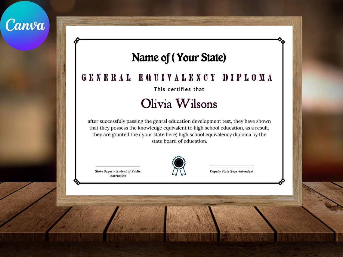 General Equivalency Diploma Certificate Novelty Template Print Design