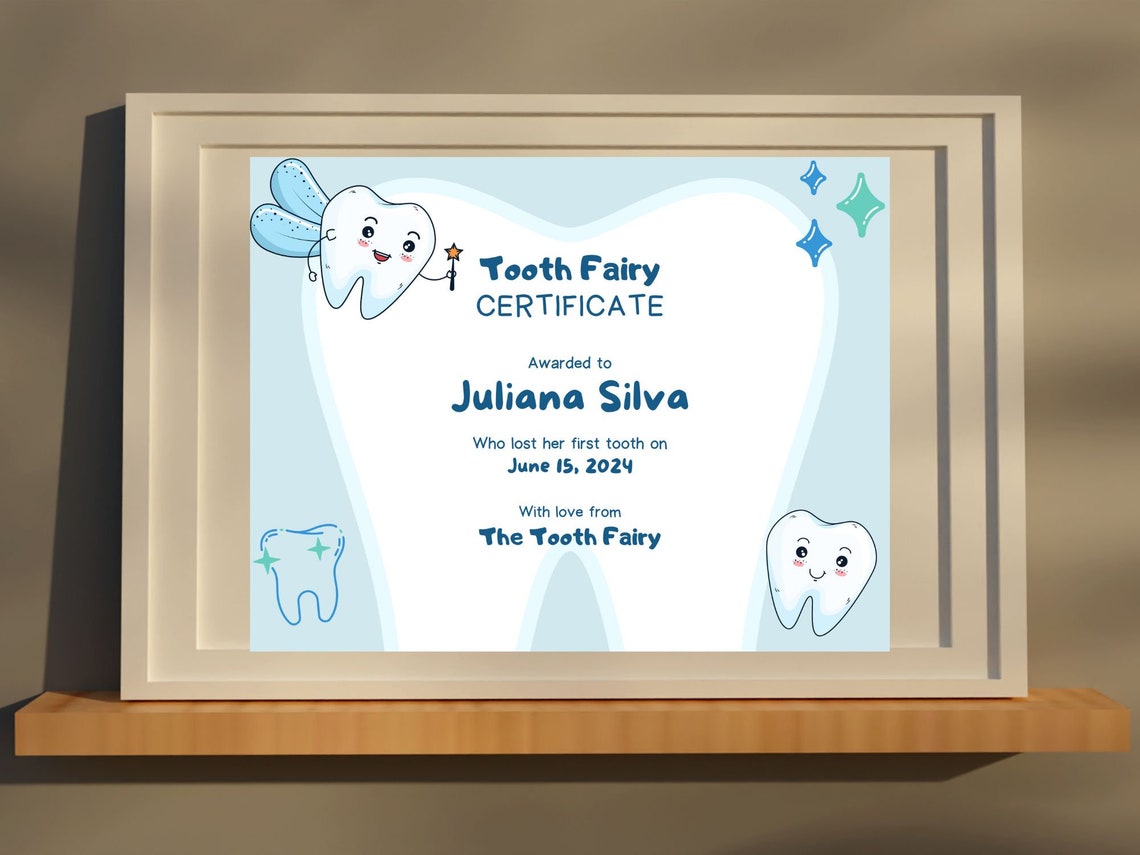 Tooth Fairy Certificate Template Cute First Tooth Keepsake Print - Image 3