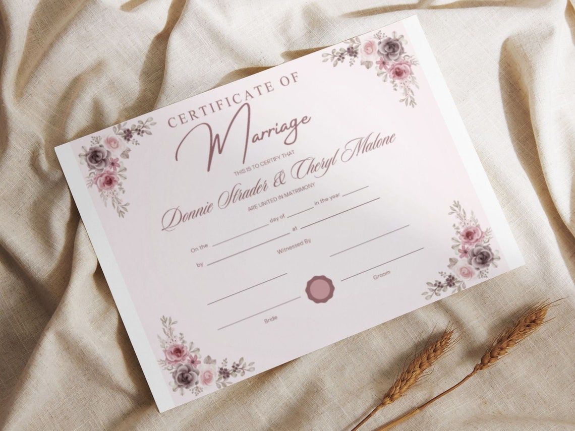 Editable Marriage Certificate Template Dusty Rose Floral Canva Print - Image 8