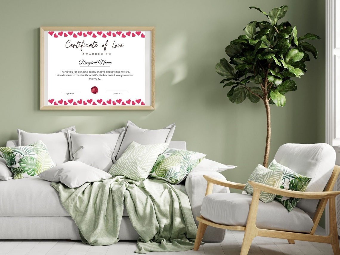 Certificate of Love Gift Award Hearts Border Printable Print - Image 6