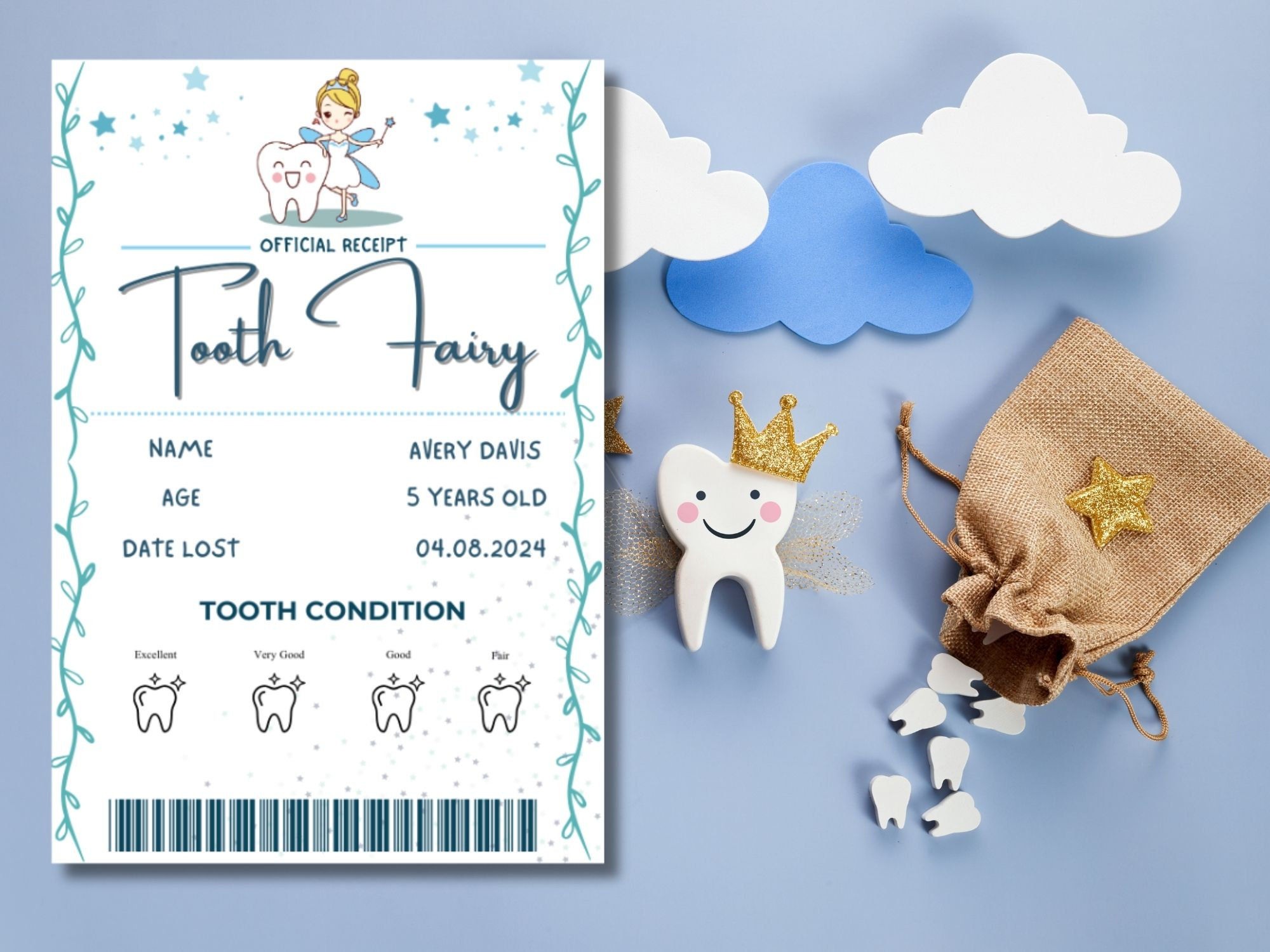 Tooth Fairy Official Receipt Certificate Letter Set Kids Print - Image 8