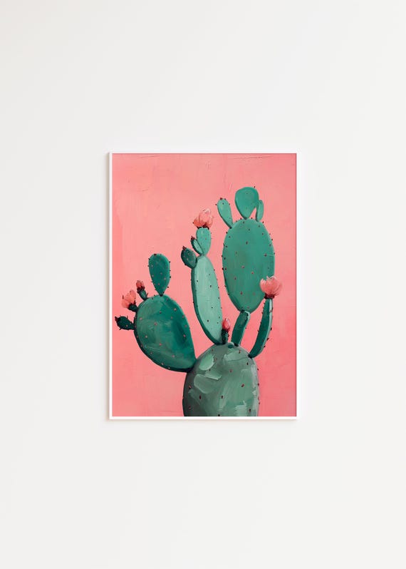 Girly Cactus Minimalist Botanical Art Print