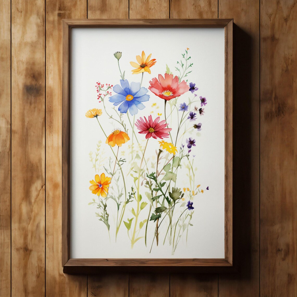 Wildflower Watercolor Floral Art Print, Modern Minimalist