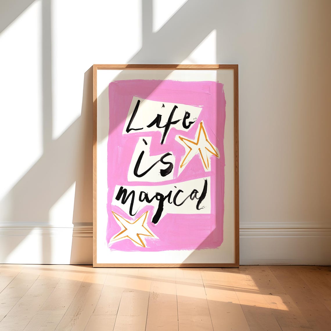 Life Is Magical Print Pink Inspirational Quote Art