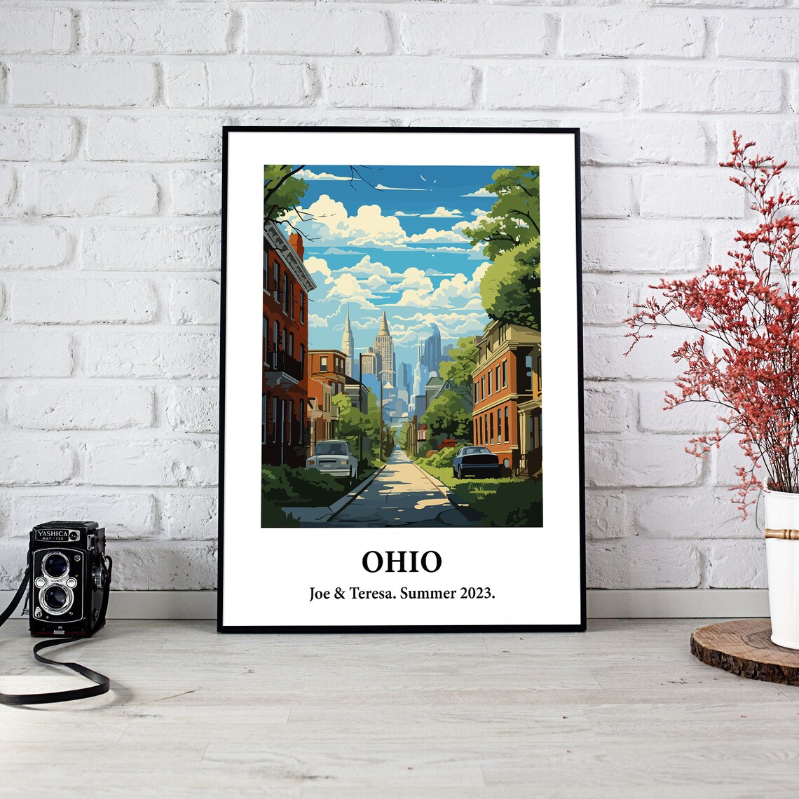 Ohio Brick Street City Skyline Vintage Style Travel Art Poster - Image 2