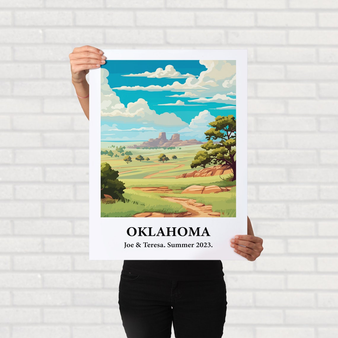 Oklahoma Prairie Mesas Big Sky Vintage Style Travel Art Poster - Image 2