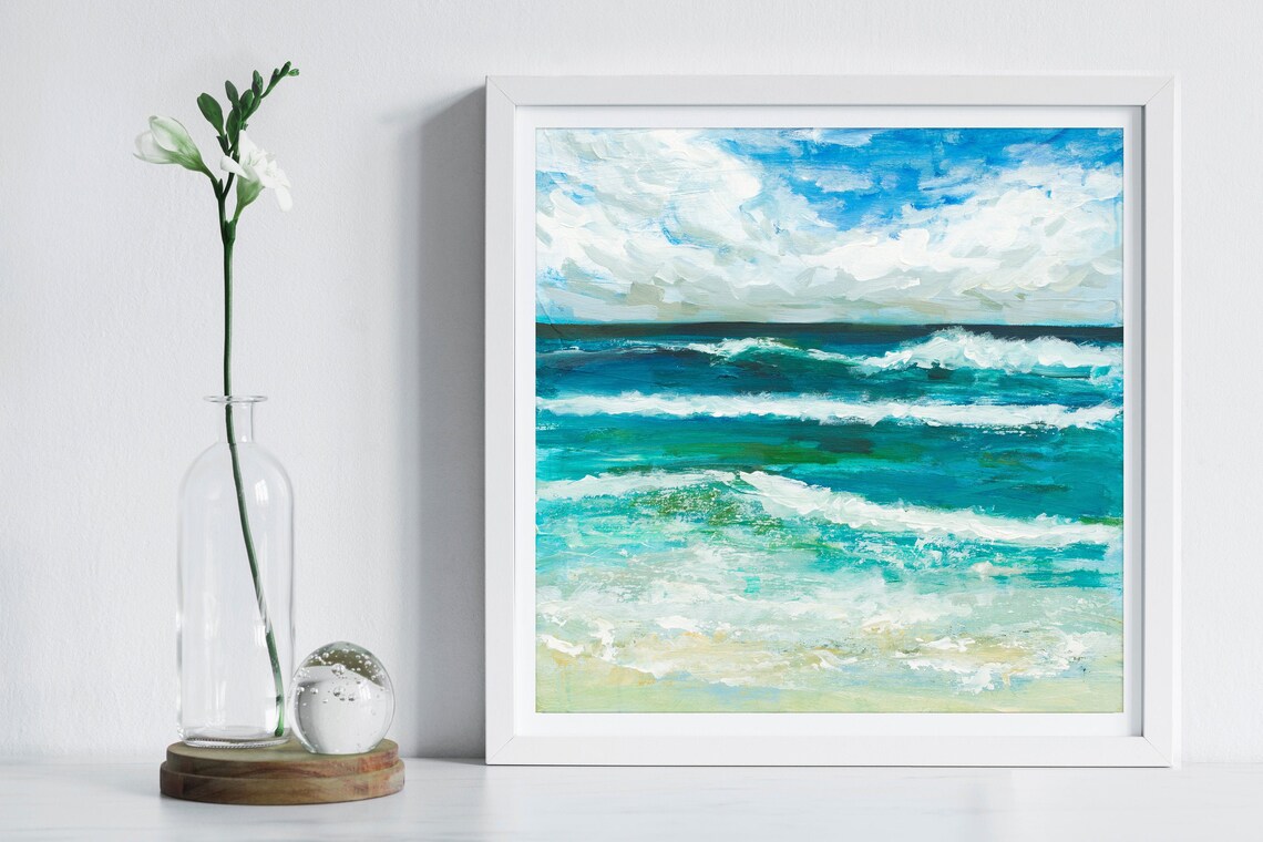 Ocean Seascape Painting Art Print, Coastal Decor