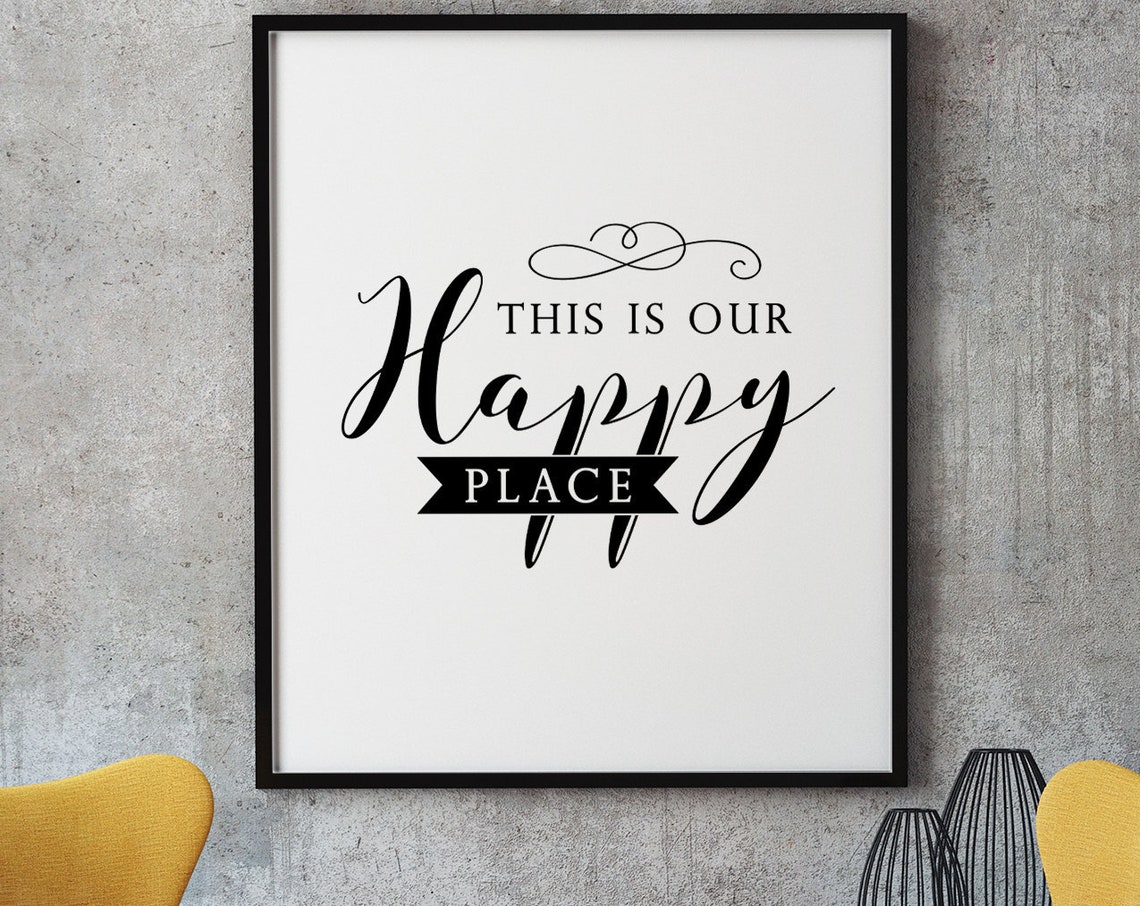 This Is Our Happy Place Elegant Script Family Home Decor Poster