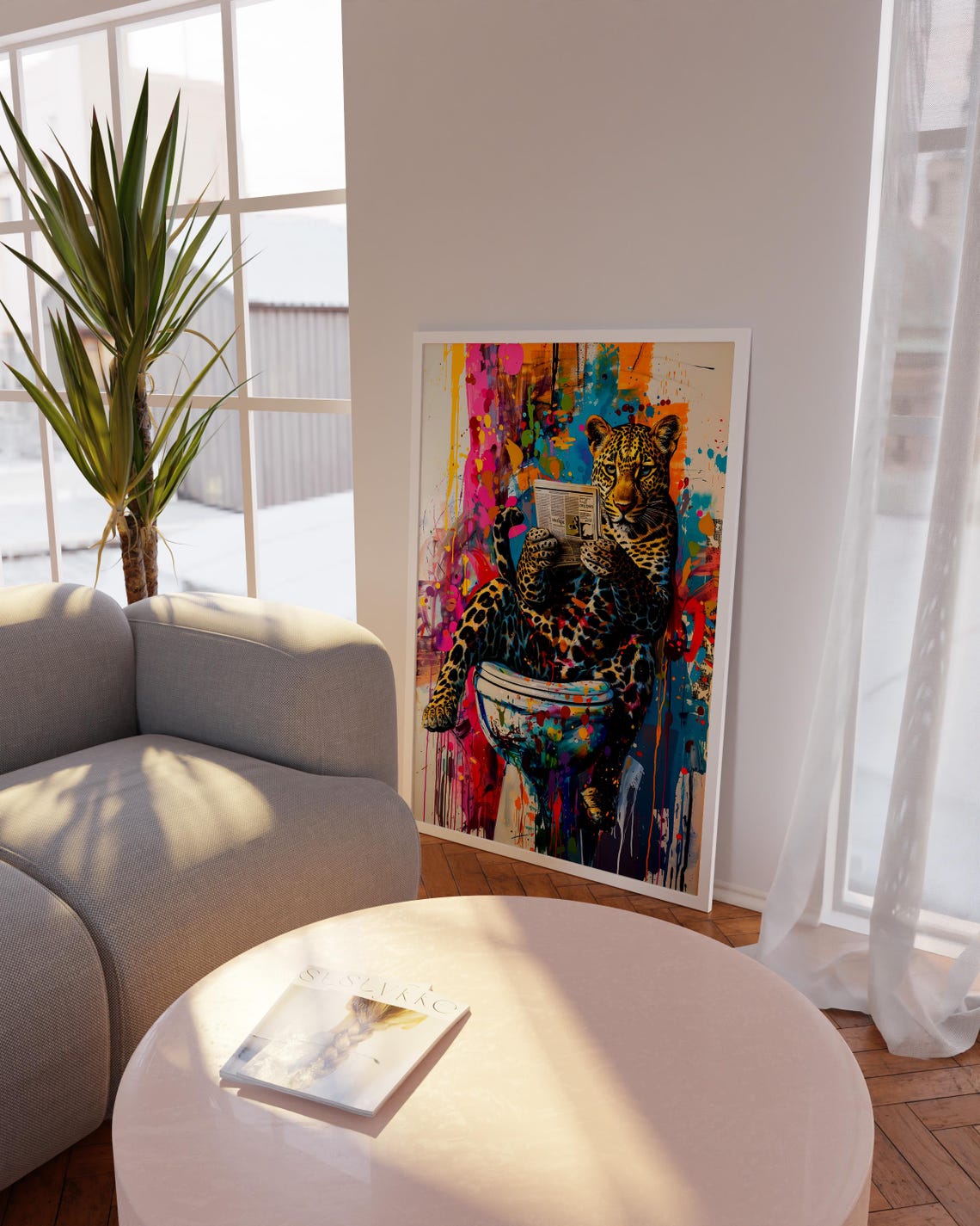 Maximalist Bathroom Wall Art Dopamine Decor Funny Leopard Poster Preppy Colorful Toilet Pop Animal