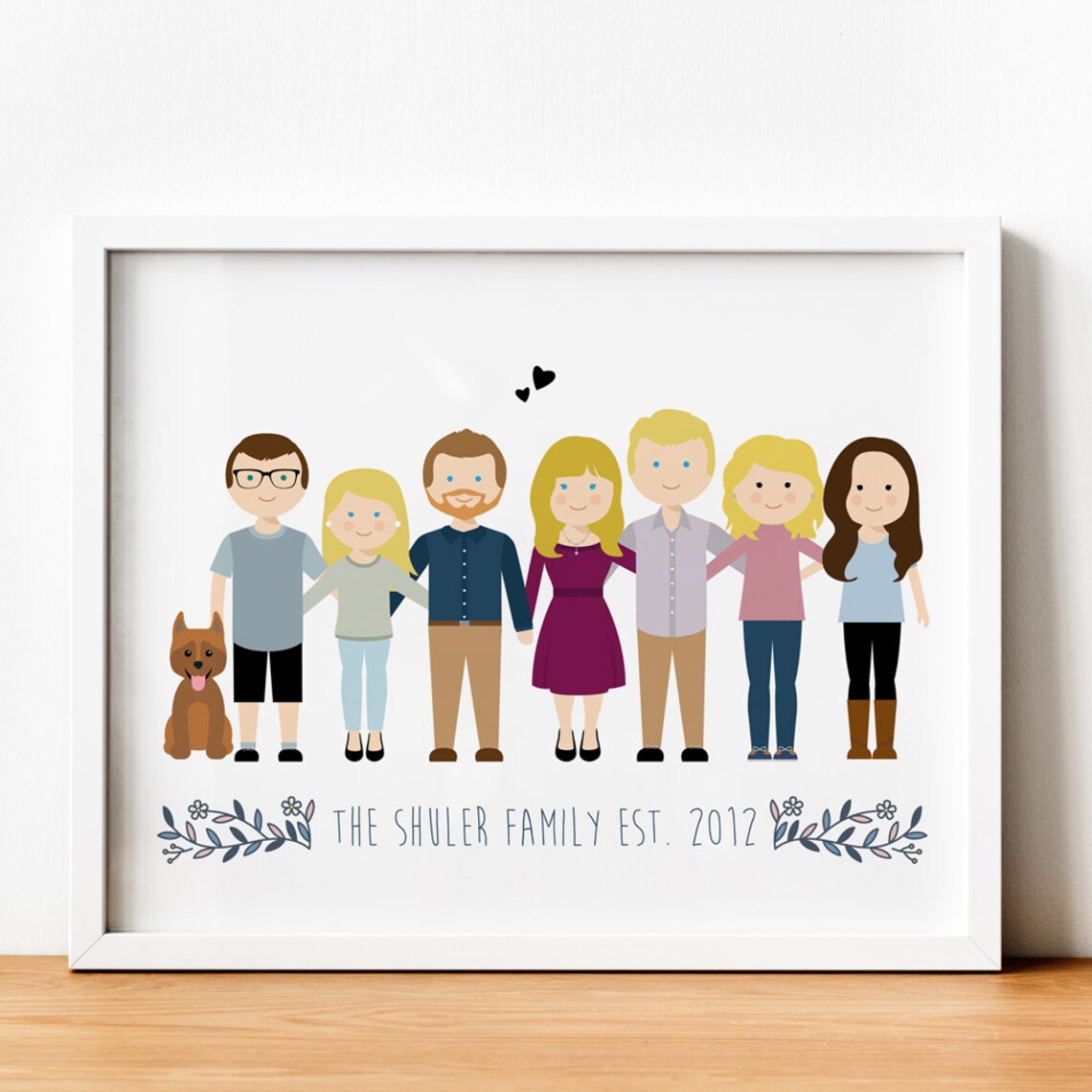 Personalized Tribu d'Amour Family of Four Illustration Portrait Poster - Image 3