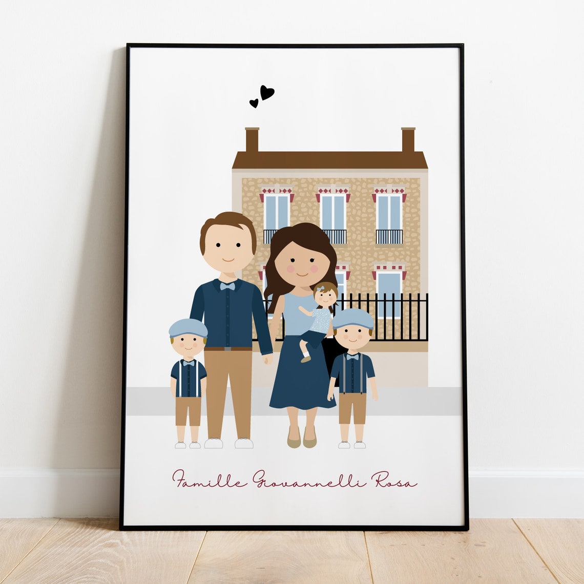 Personalized Family Portrait With House Illustration Couple Drawing With House As Housewarming Gift - Image 4