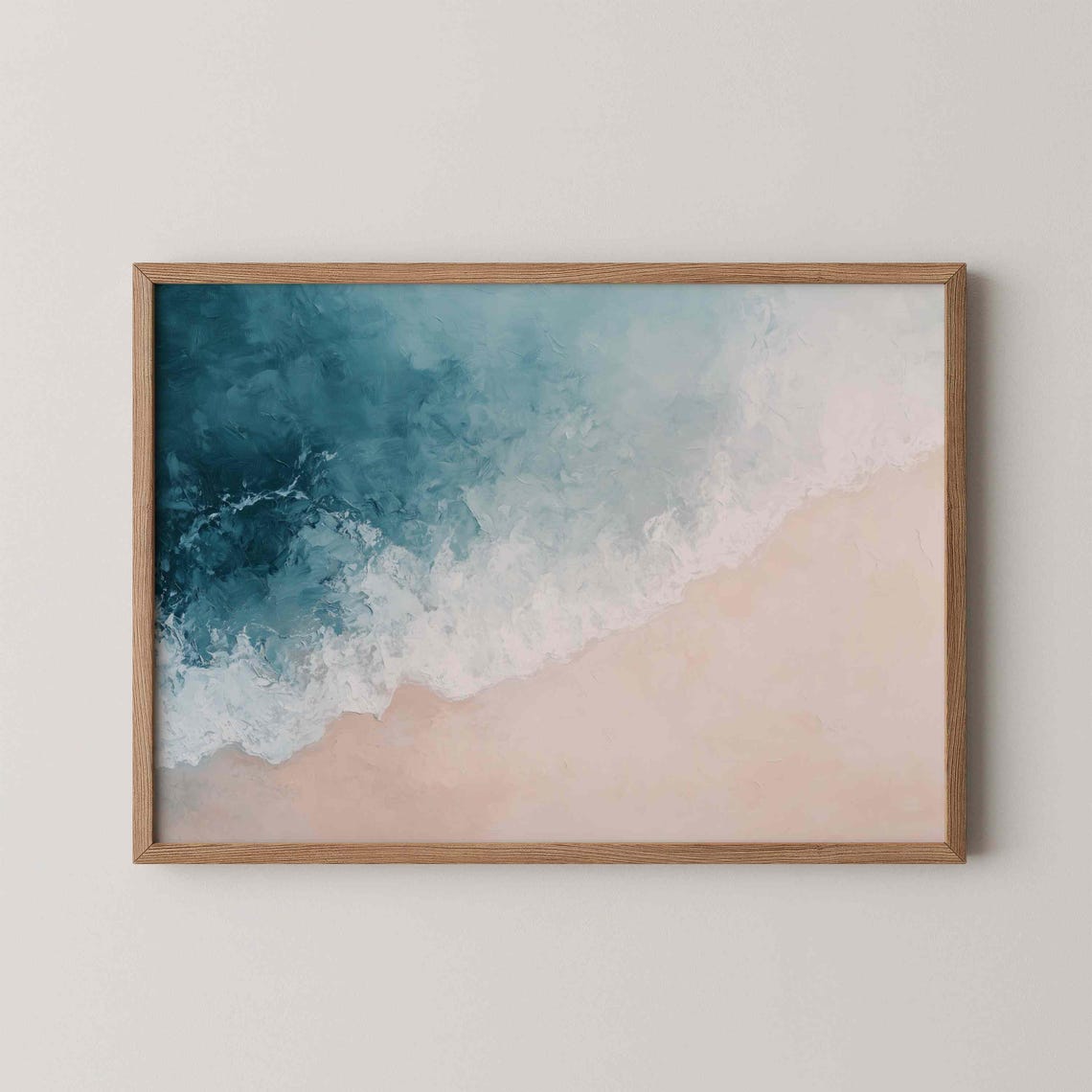 Minimalist Coastal Ocean Waves Neutral Beach Abstract Art Poster
