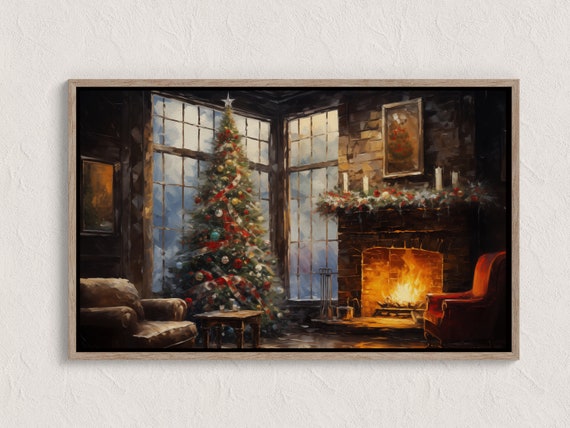 Winter Landscape Oil Painting Cozy Snowy Forest Wall Art Decor For Living Room Seasonal Artwork