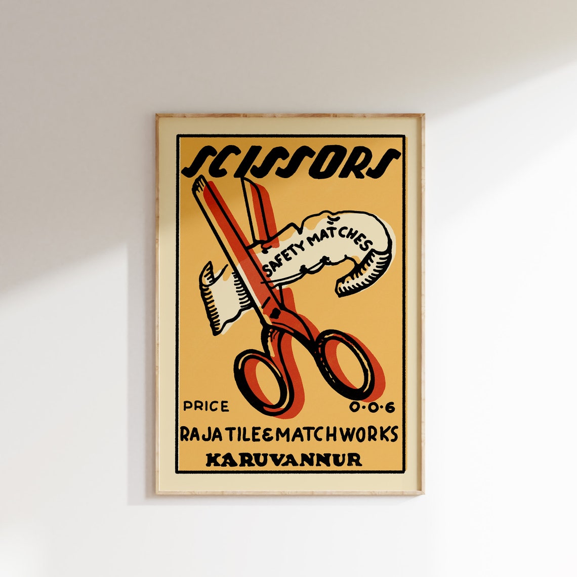 Scissors Safety Matches Retro Indian Matchbox Label Bold Art Poster