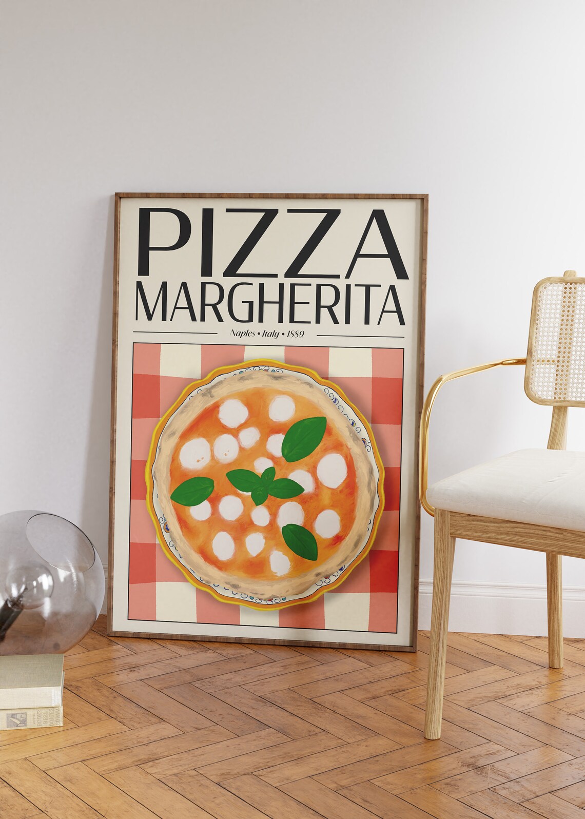 Pizza Margherita Naples Italy 1889 Retro Italian Kitchen Wall Poster - Image 3