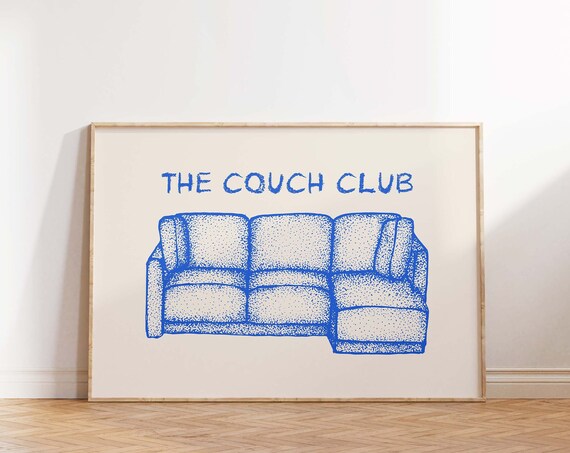 The Couch Club Print Horizontal Wall Art Trendy Living Room Decor Retro Print Cute Quote Print Aesthetic Living Room Art Wall Art