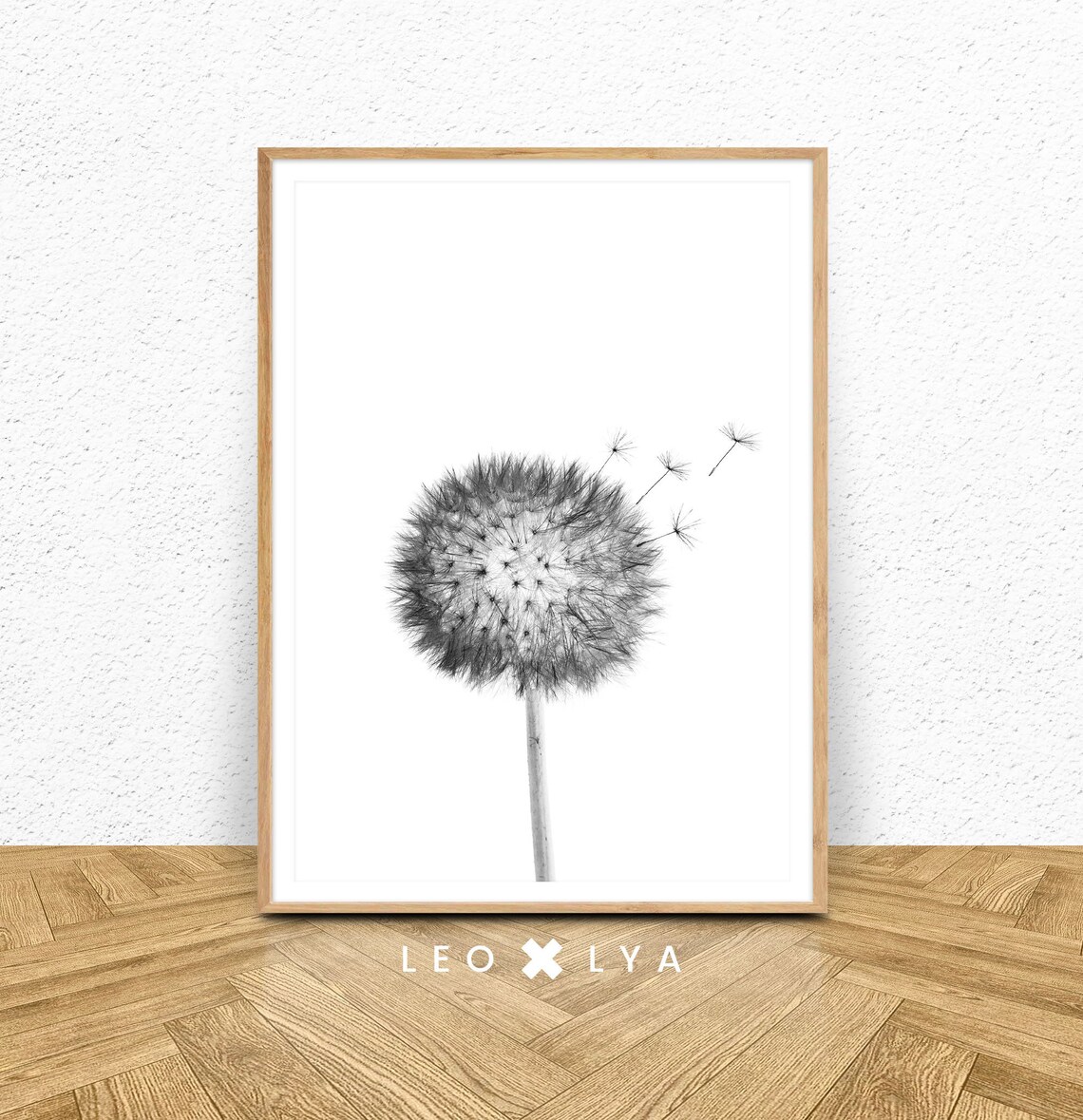 Dandelion Print, Bohemian Black and White Wall Art