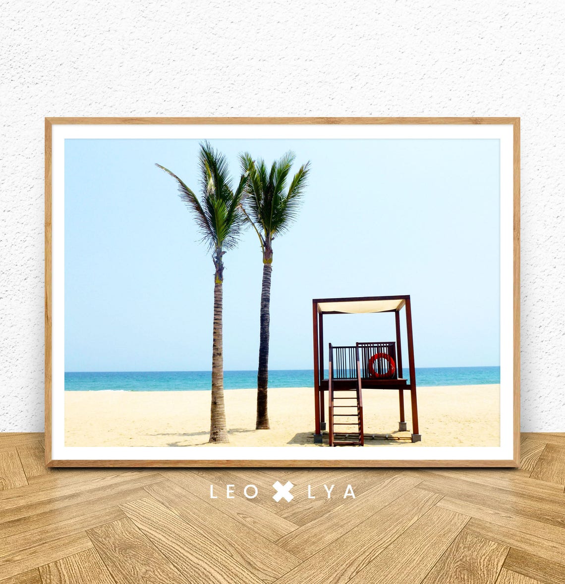 Palm Trees Beach Lifeguard Stand Tropical Coastal Photo Poster