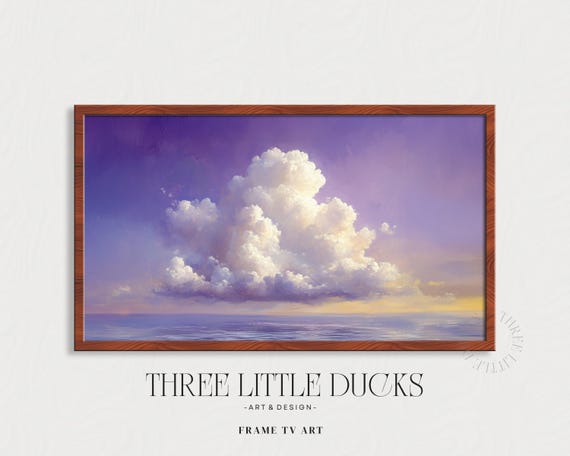 Lavender Sky Cumulus Cloud Art For Samsung Frame Tv Moody Dusty Sunset Rustic Cloudscape Wall Decor 477