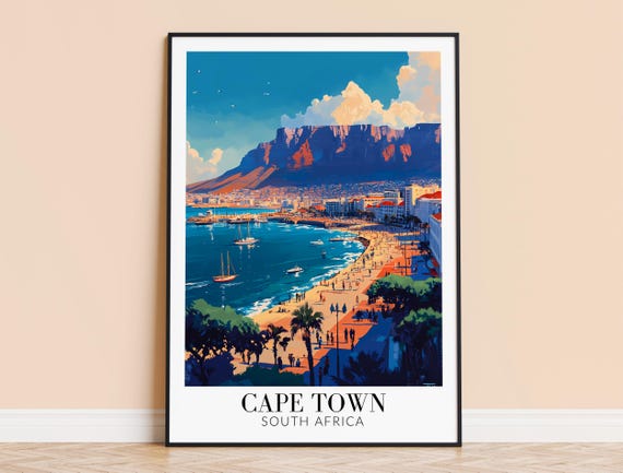 Cape Town Print South Africa Travel Wall Art Poster Framed Or Unframed Home Decor Wedding And Housewarming Gift Personalised
