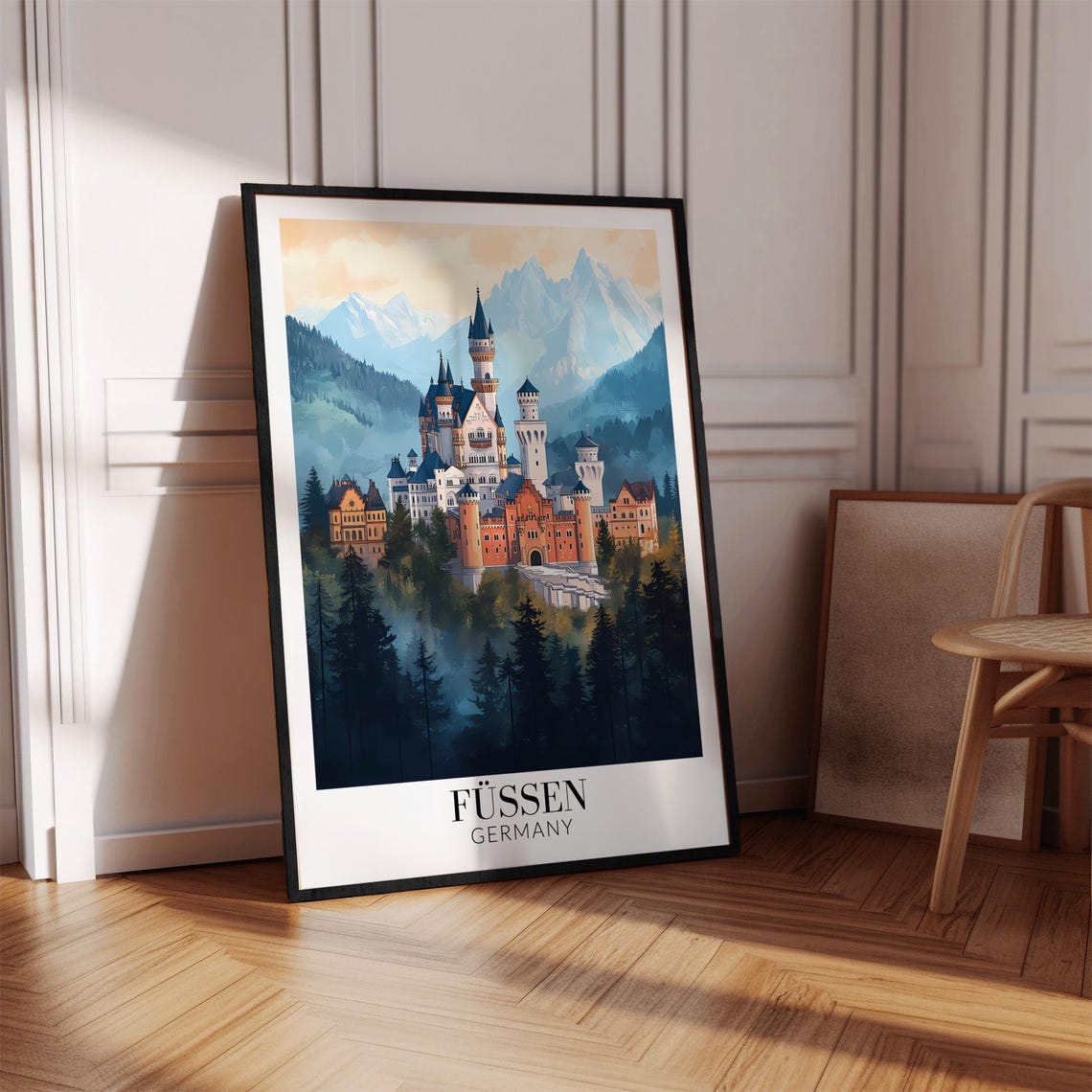 Füssen Germany Fairytale Castle in the Alps Vintage Travel Poster - Image 2