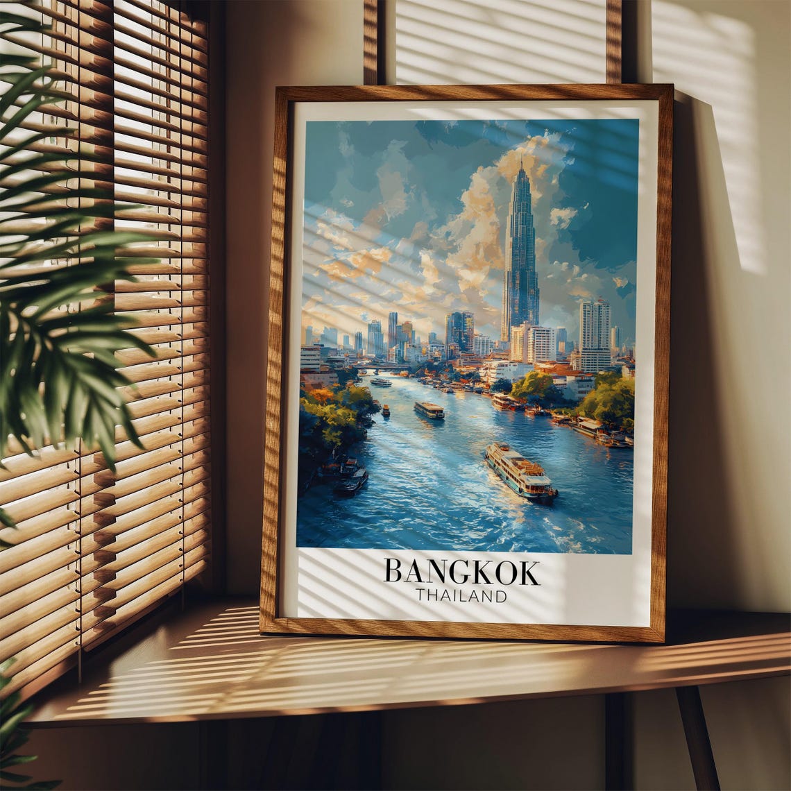 Bangkok Thailand Modern Skyline With Tall Tower Over the River Poster - Image 3