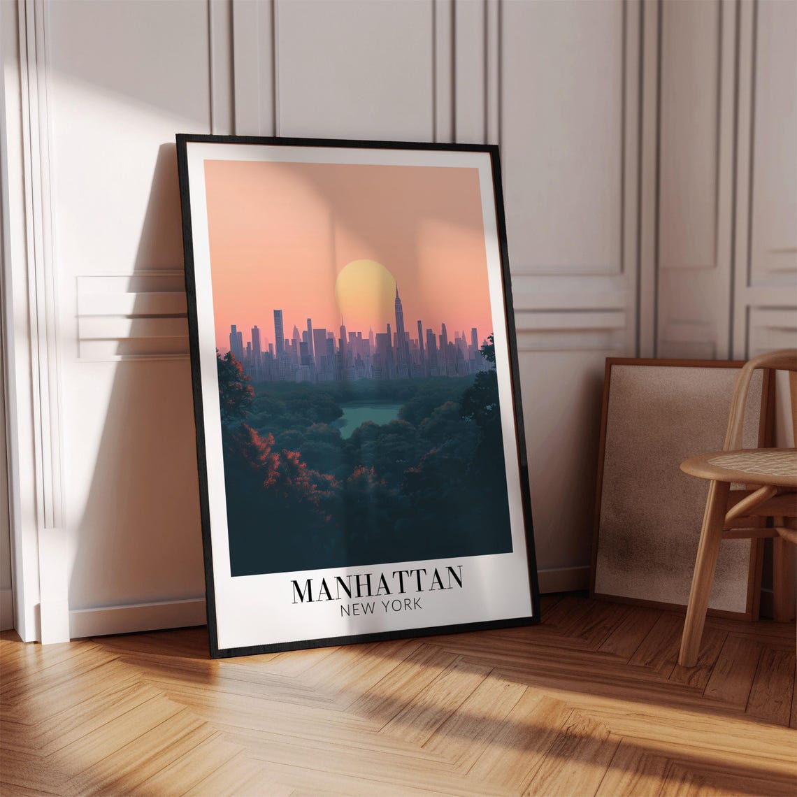 Manhattan New York Central Park Sunset City Skyline Art Poster - Image 4
