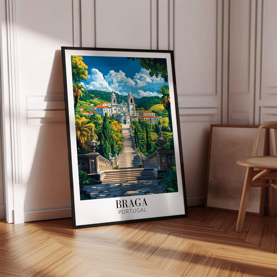 Braga Portugal Grand Baroque Staircase Sanctuary Garden Poster - Image 4