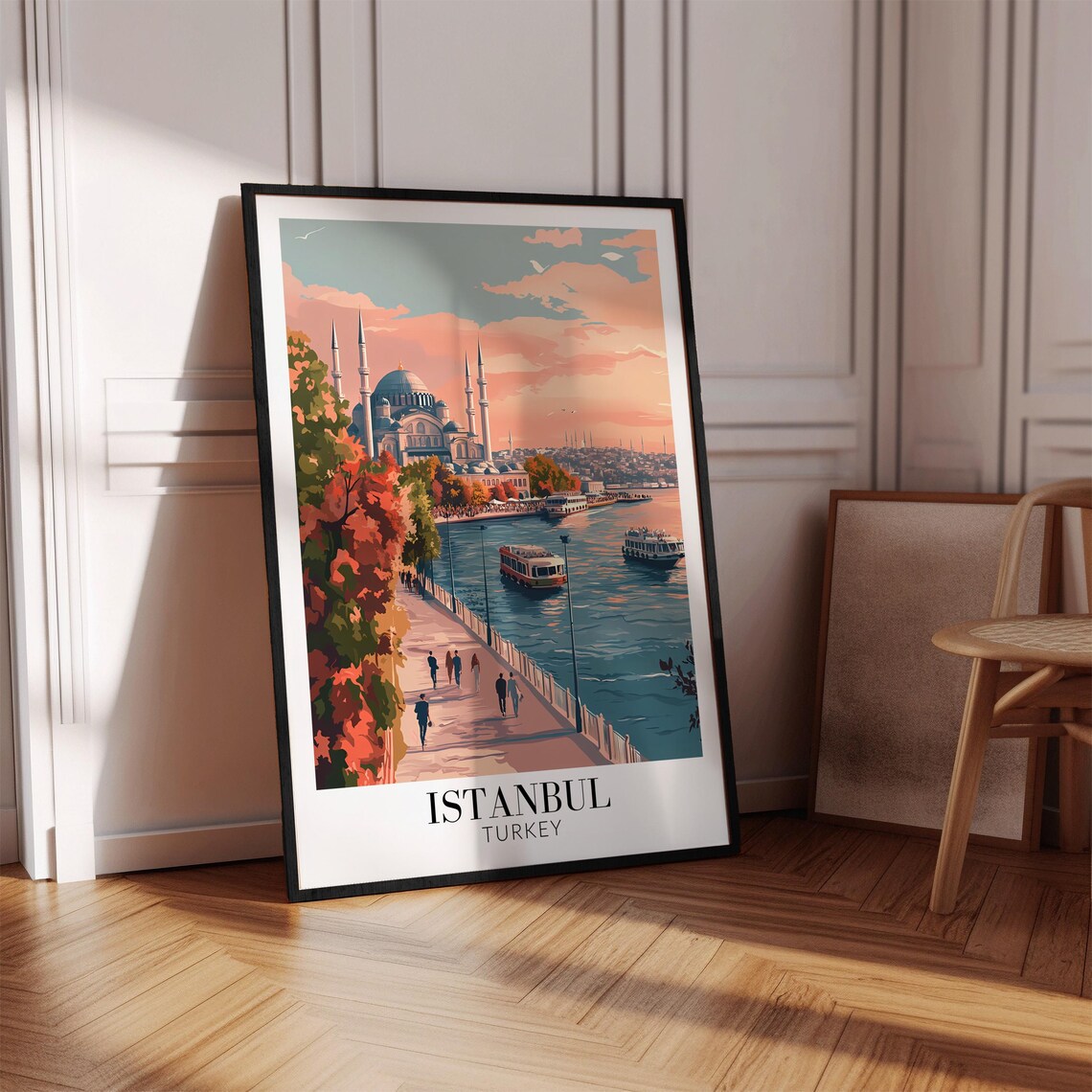 Istanbul Turkey Waterfront Promenade at Sunset Travel Poster - Image 4