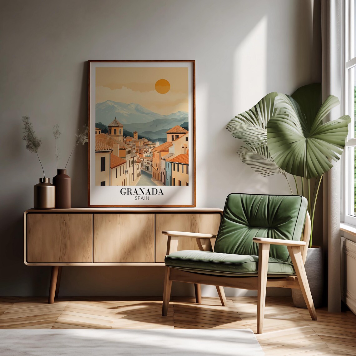 Granada Spain Old Town Street Mountain Backdrop Travel Poster - Image 4