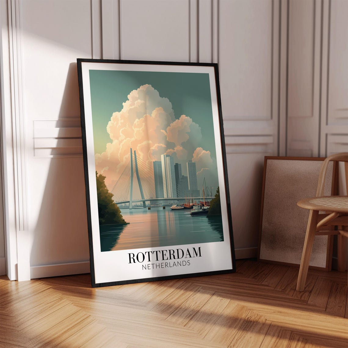 Rotterdam Netherlands Cable-Stayed Bridge Harbor Travel Poster - Image 4