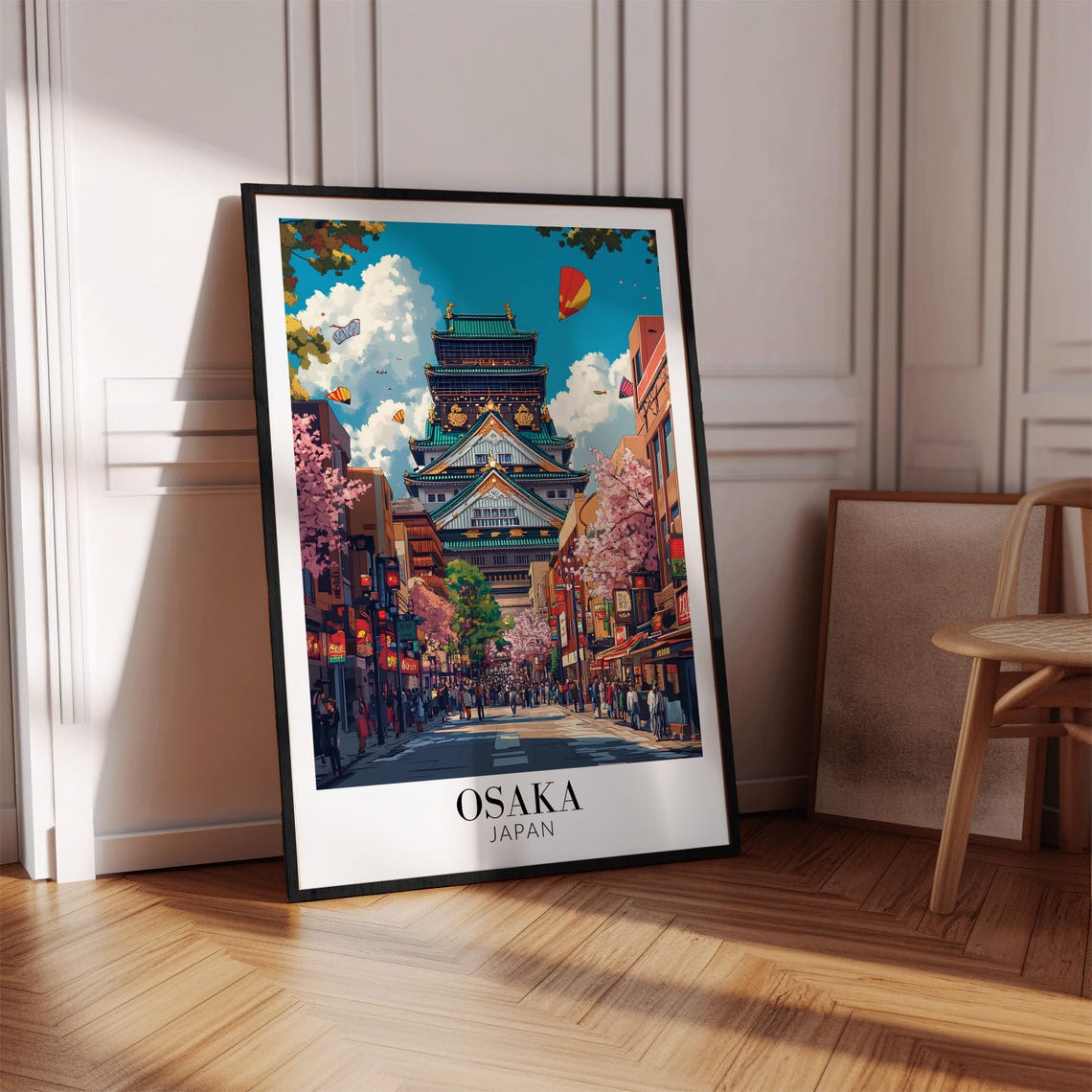Osaka Japan Castle Cherry Blossom Street Festival Travel Poster - Image 3