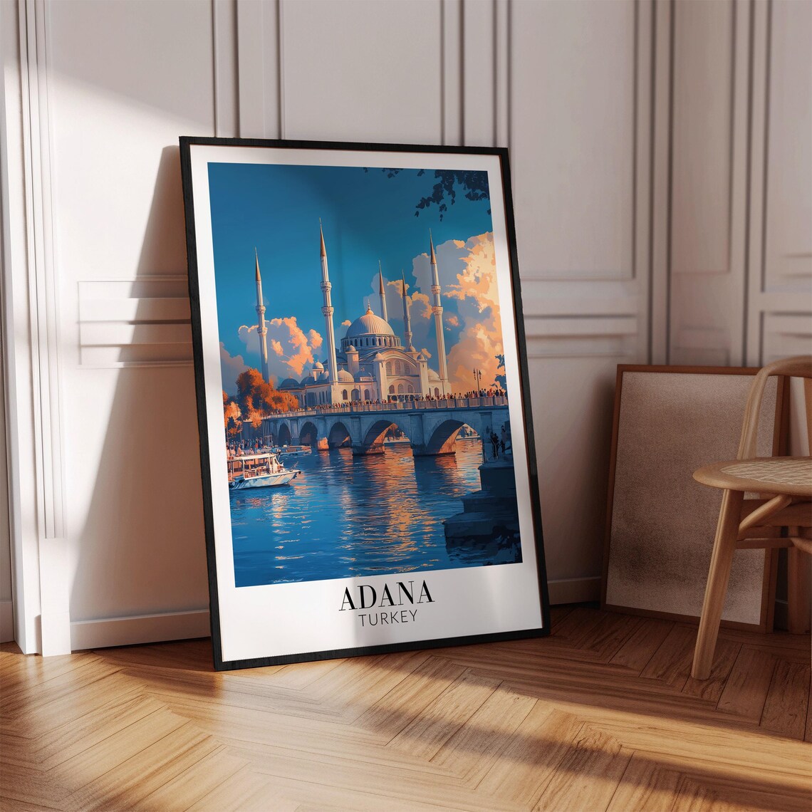 Adana Turkey Grand Mosque and Bridge in Golden Daylight Poster - Image 4