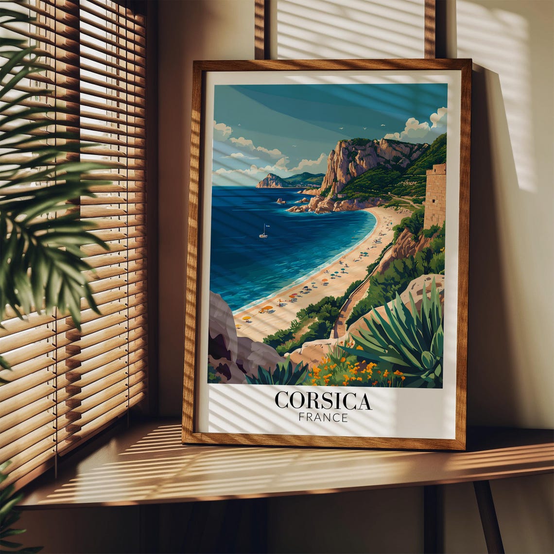 Corsica French Island Beach Cove Cliffs Tower Summer Travel Poster - Image 4