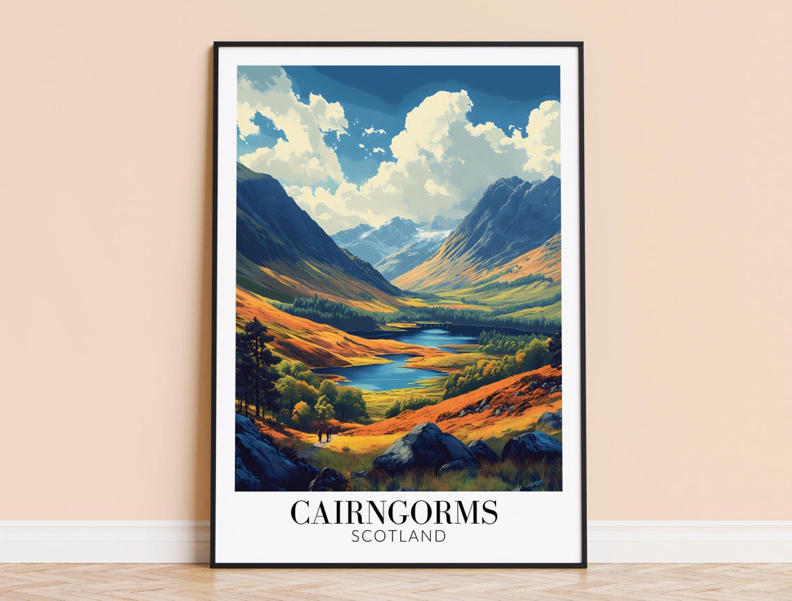 Cairngorms Scotland Dramatic Valley River Bold Landscape Poster