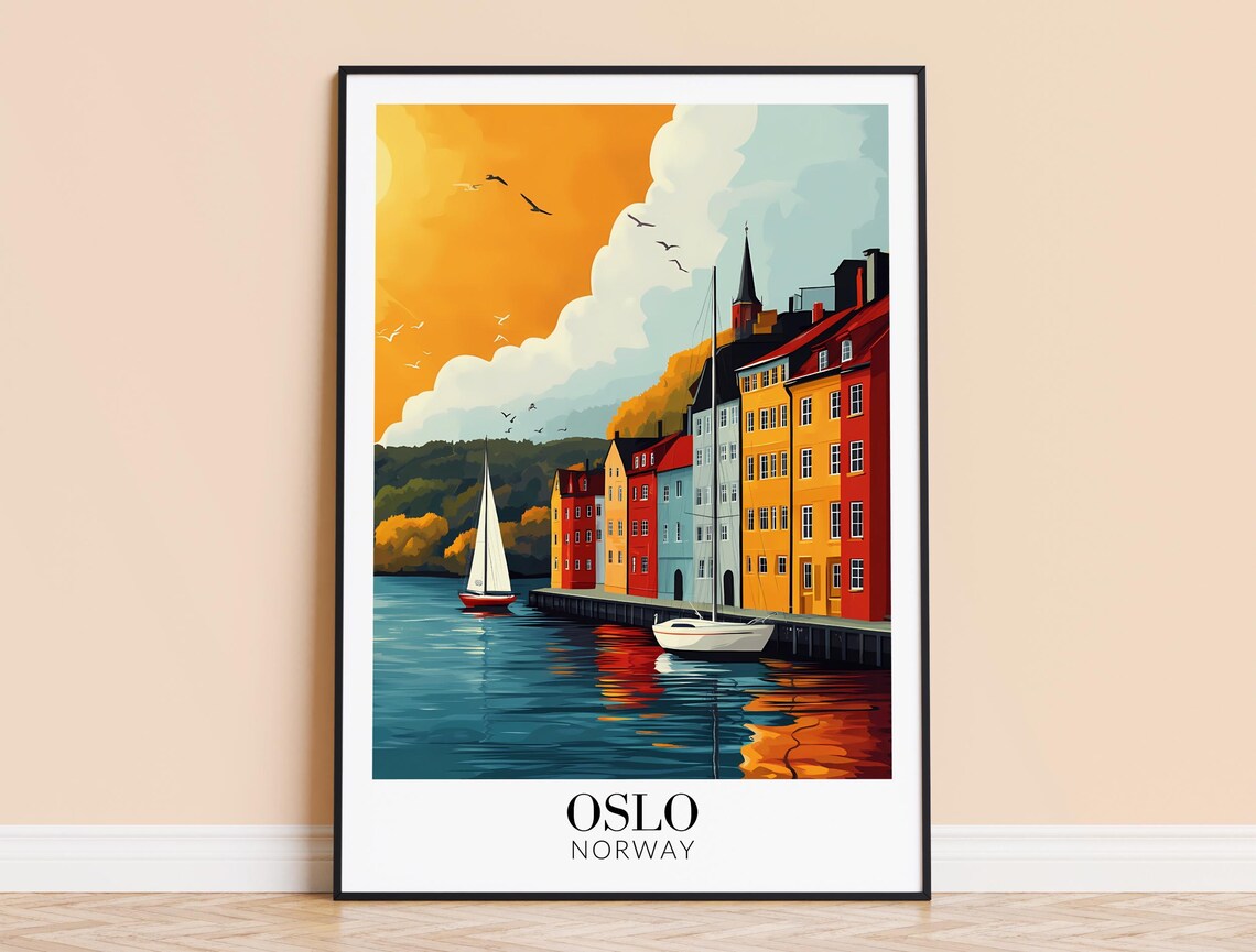 Oslo Norway Travel Poster, Wall Hanging Decor