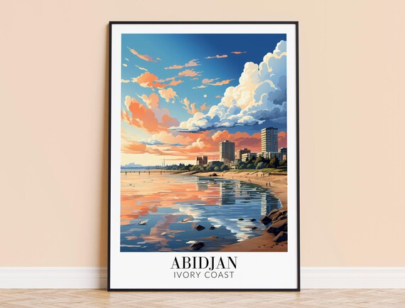 Abidjan Print Ivory Coast Travel Wall Art City Poster Framed Or Unframed Home Decor Wedding And Housewarming Gift Personalised