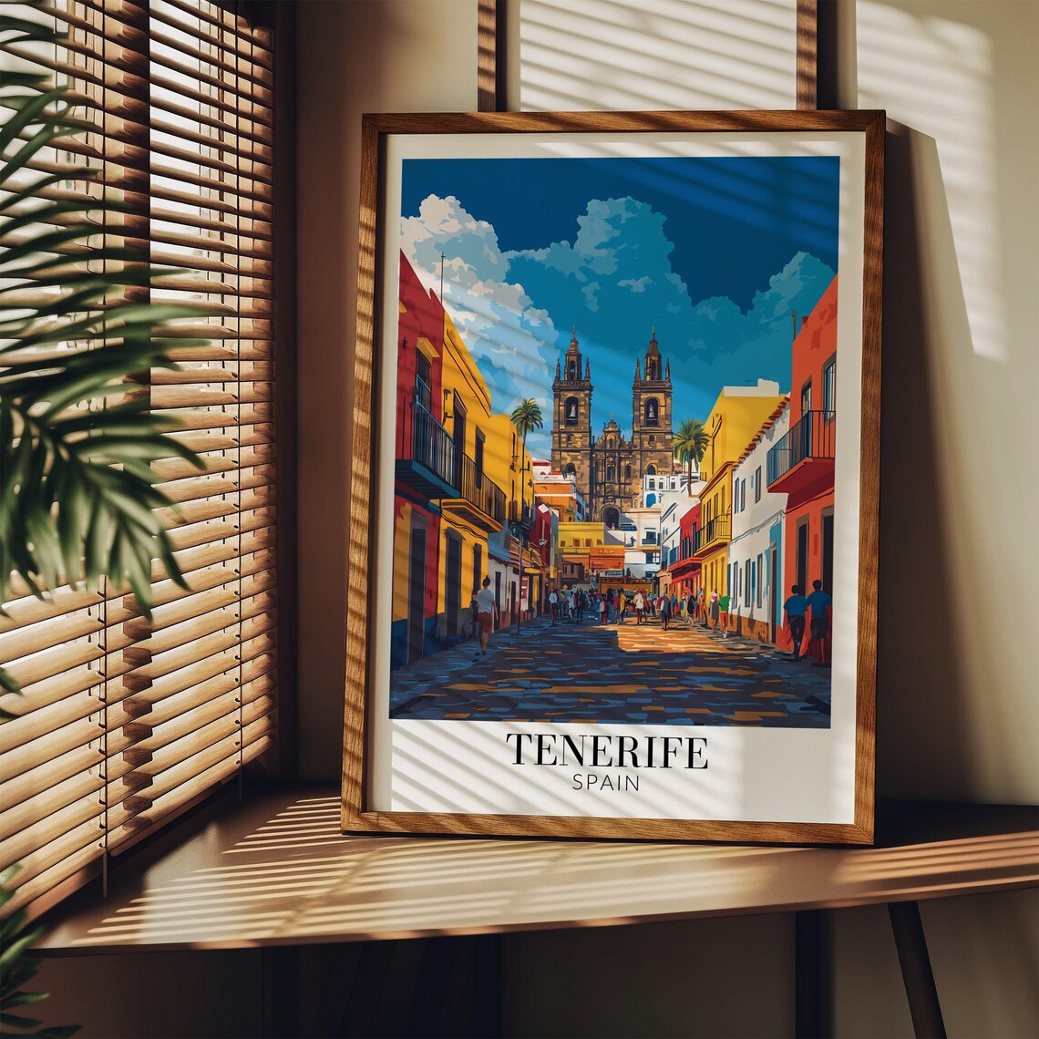 Tenerife Spain Colorful Colonial Street Poster With Twin Towers - Image 2