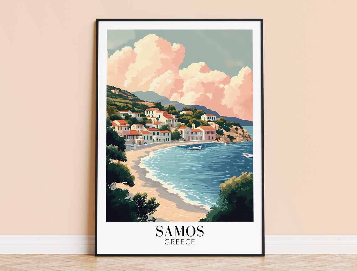 Samos Greece Travel Poster, Home Wall Decor for Art Lovers