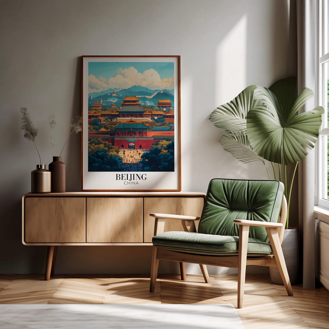 Beijing Forbidden City Great Wall Mountain Backdrop China Poster - Image 2