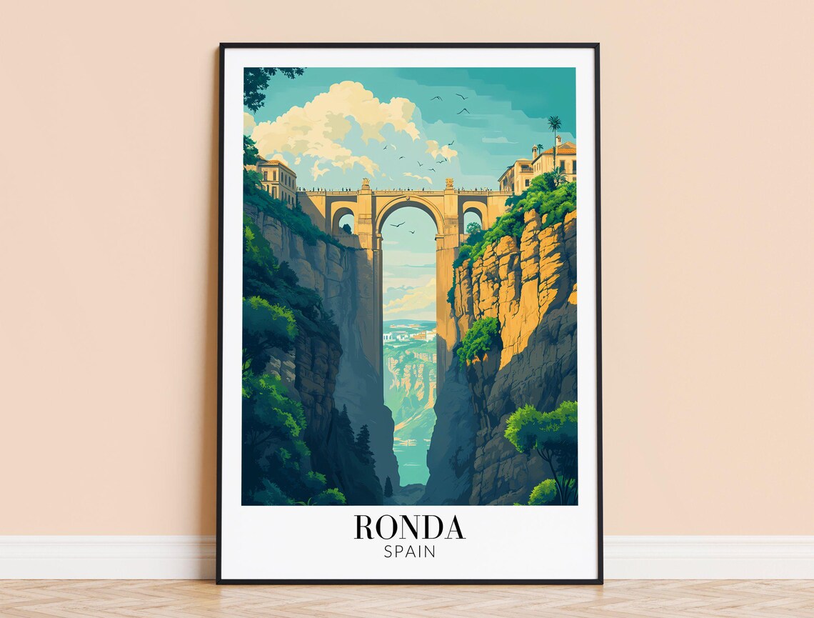 Ronda Spain Puente Nuevo Bridge Gorge Andalusia Travel Poster