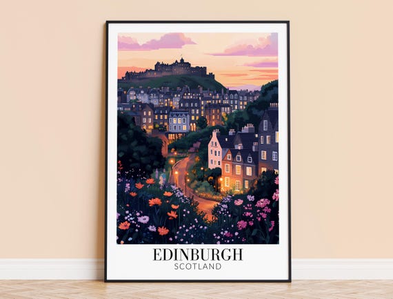 Edinburgh Scotland Travel Poster, Home Decor