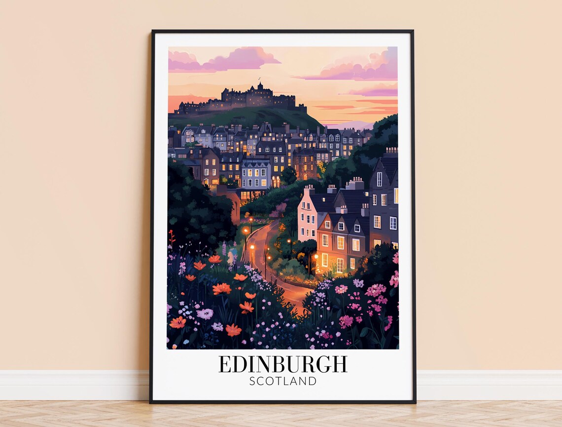 Edinburgh Scotland Travel Poster, Home Decor