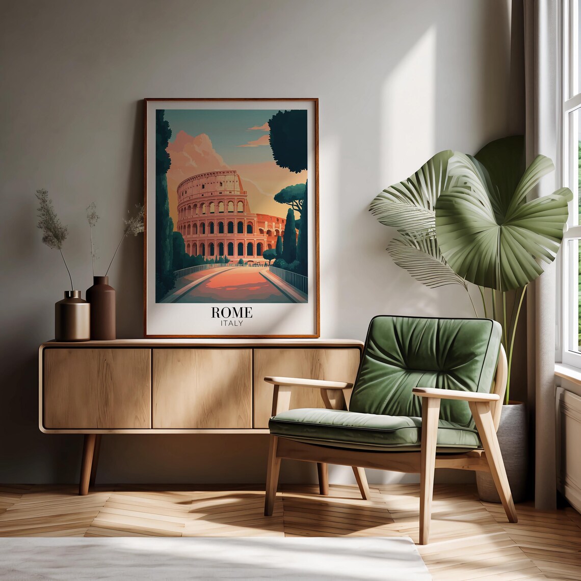 Rome Italy Colosseum Glowing In Warm Sunset Light Landmark Poster - Image 2